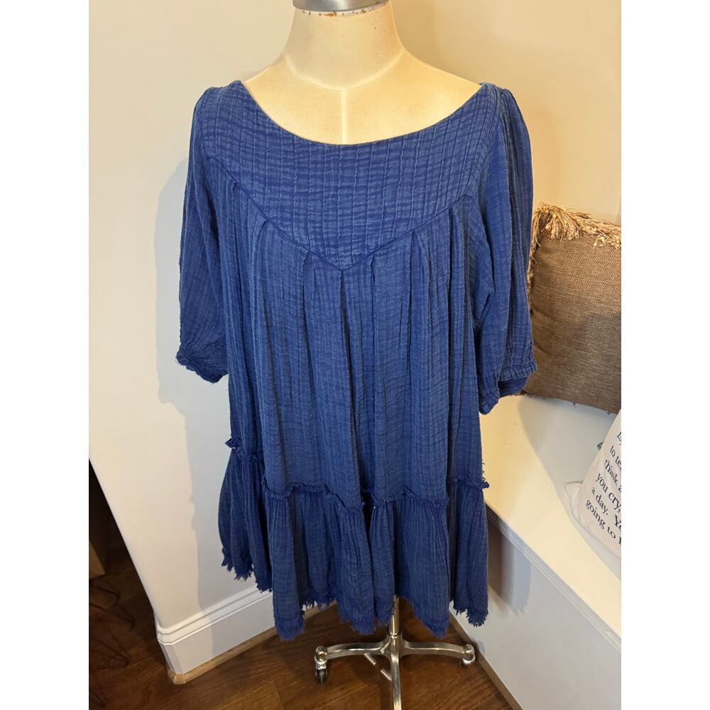Free People Mystery Land Tunic Women's Size Small Indigo Blue